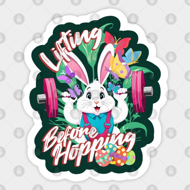 Bunny Weightlifting Easter a Fitness Gym Bodybuilding Funny Sticker by alcoshirts